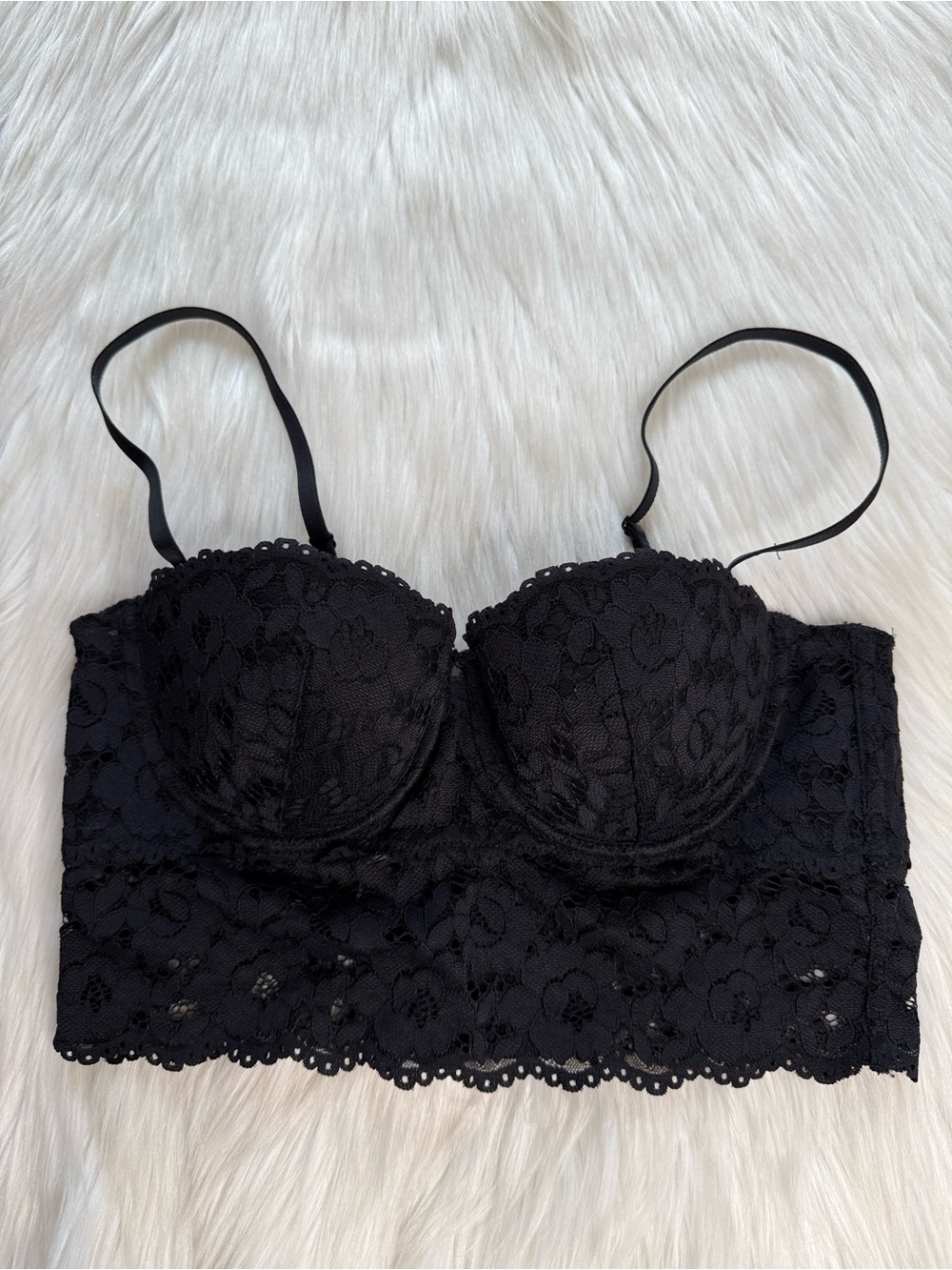 H&M Black Floral Lace Bustier Bralette